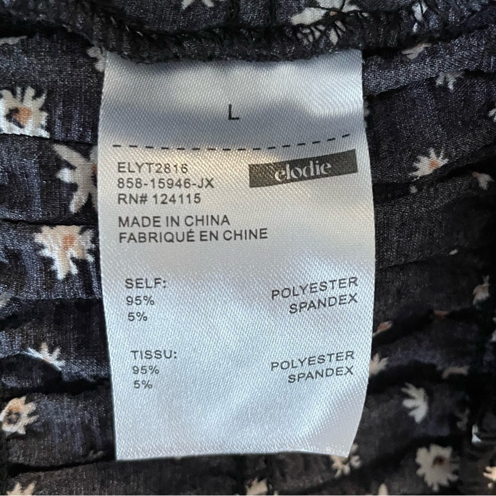 Elodie Off Shoulder Smocked Stretch Black Floral Blouse - Picture 9 of 9